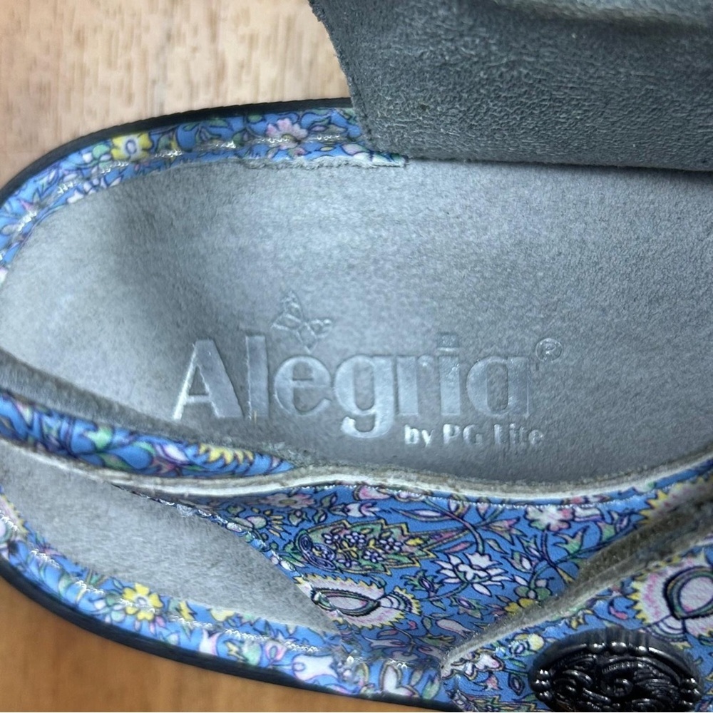Alegria Vienna Blue Floral Comfort Sandals Hook Loop Strap Size 41 EU 10/ 10.5 - Picture 4 of 10